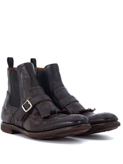 Shop Church's Shanghai Dark Brown Leather Ankle Boots In Marrone