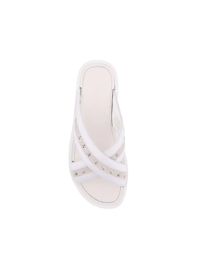 Shop Jimmy Choo Wally Flat Sandals In White-silver