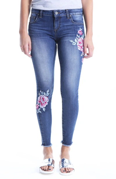 Shop Kut From The Kloth Connie Embroided Frayed Hem Ankle Skinny Jeans In Assigned