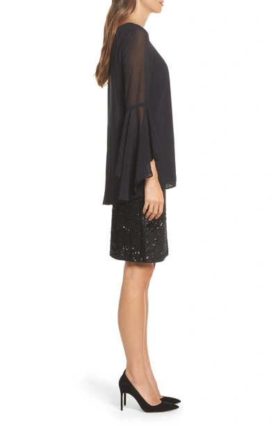 Shop Nic + Zoe Sequin Chiffon Dress In Black Onyx