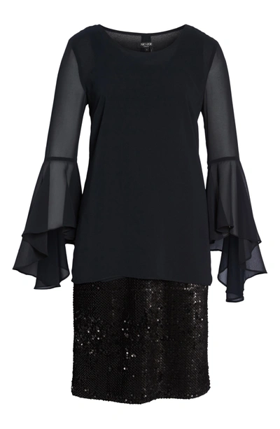 Shop Nic + Zoe Sequin Chiffon Dress In Black Onyx