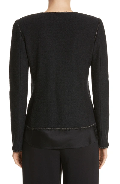 Shop St John Boucle Knit Jacket In Caviar