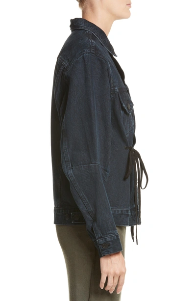 Shop Proenza Schouler Pswl Drawstring Denim Jacket In Stone Washed Black