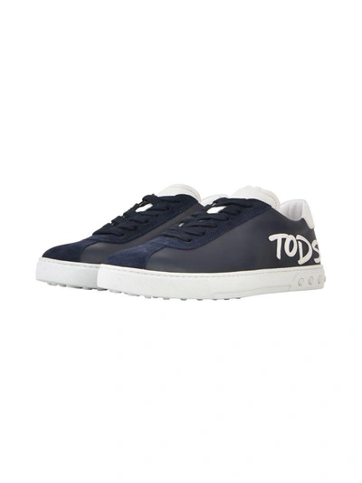 Shop Tod's Logoed Sneaker In Blue