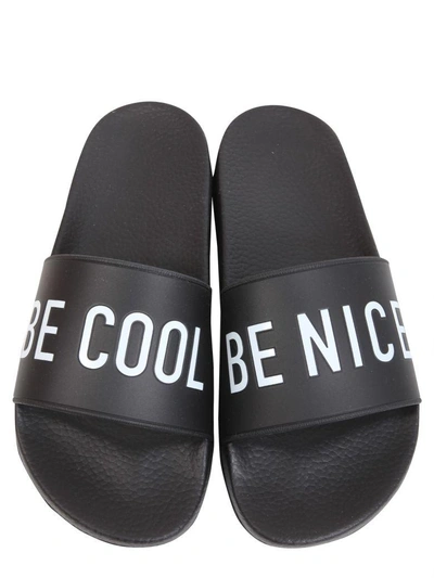 Shop Dsquared2 Be Cool Be Nice Slide Sandals In Nero