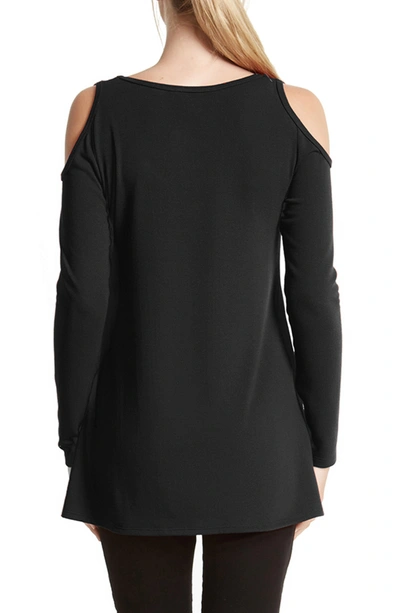 Shop Karen Kane High/low Cold Shoulder Sweater In Black