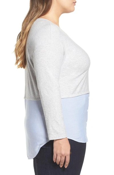 Shop Two By Vince Camuto Mixed Media Top In Grey Heather
