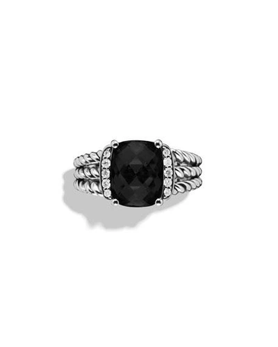 Shop David Yurman Petite Wheaton Ring With Black Onyx And Diamonds