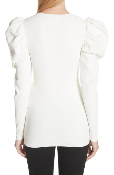 Shop Stella Mccartney Puff Sleeve Asymmetrical Neck Top In Pure White