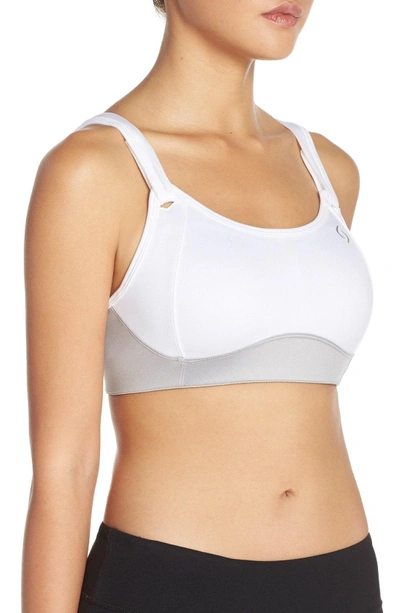 Shop Brooks Moving Comfort 'fiona' Sports Bra In Sterling/ White