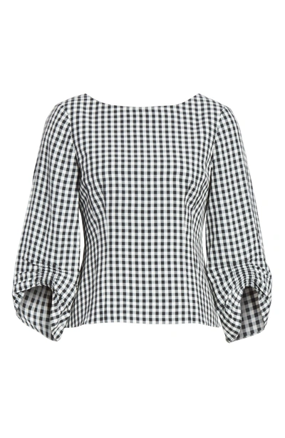 Shop Tibi Gingham Corset Peplum Blouse In Black Multi