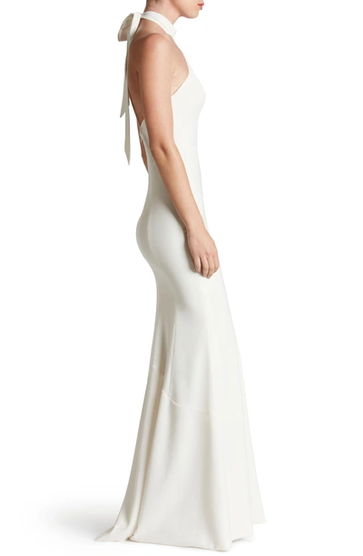 Shop Dress The Population Taylor Crepe Halter Gown In Off White