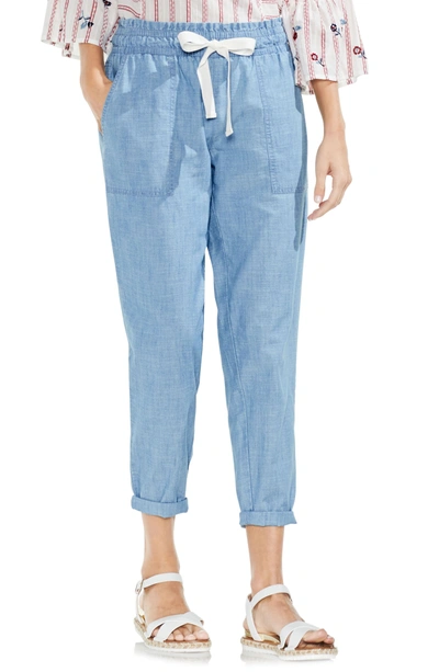 Shop Vince Camuto Drawstring Cotton Pants In Ice Lagoon