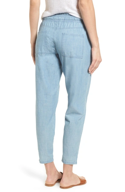 Shop Vince Camuto Drawstring Cotton Pants In Ice Lagoon