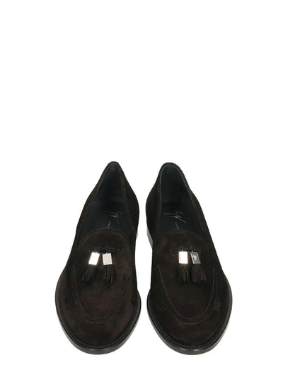 Shop Giuseppe Zanotti Abram Black Suede Loafers