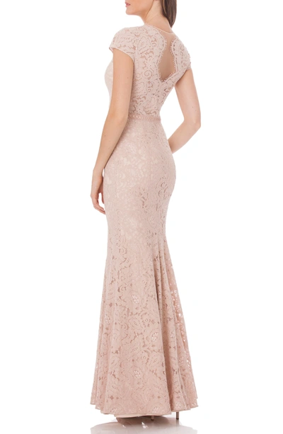 Shop Js Collections Lace Mermaid Gown In Blush