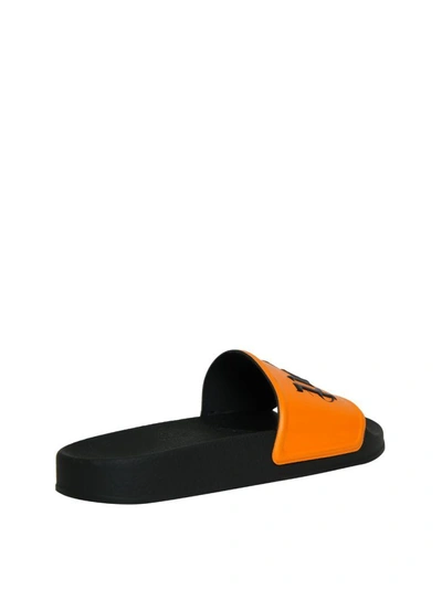 Shop Palm Angels Logo Pool Slides In Nero