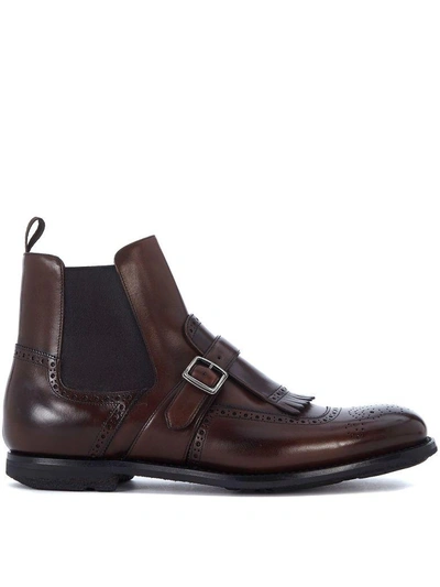 Shop Church's Shanghai Brown Leather Ankle Boots In Marrone