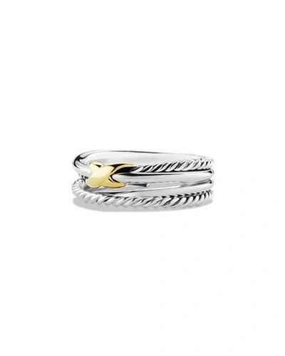 Shop David Yurman X Crossover Ring In Silver With 18k Gold, 6mm In Silver/gold