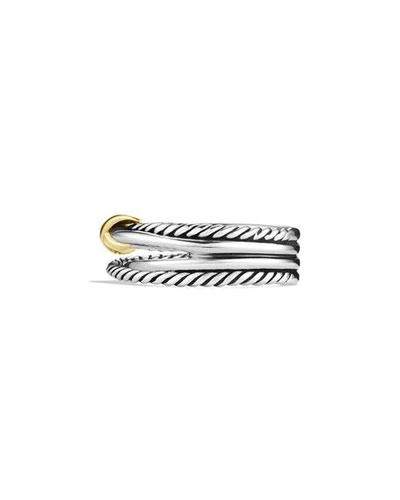 Shop David Yurman X Crossover Ring In Silver With 18k Gold, 6mm In Silver/gold