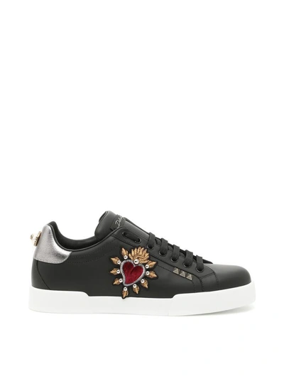 Shop Dolce & Gabbana Portofino Sneakers In Nero-argentonero
