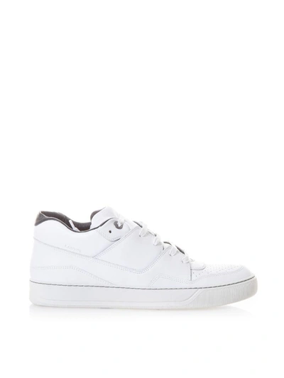 Shop Lanvin Leather Mid-top Sneakers In White