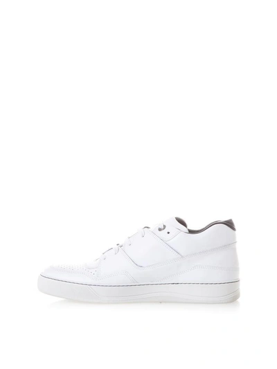 Shop Lanvin Leather Mid-top Sneakers In White