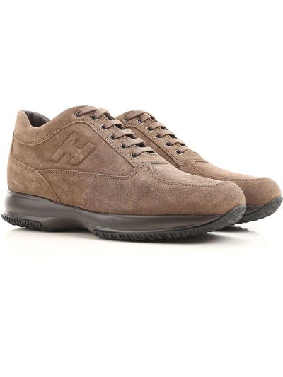 Shop Hogan Interactive Suede Sneakers In Dark Mud