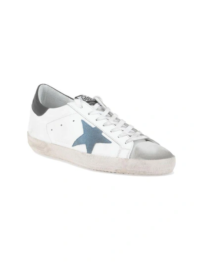 Shop Golden Goose Superstar Sneaker In White-grey-blue Star