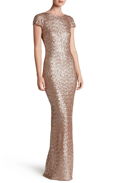 Shop Dress The Population Teresa Body-con Gown In Rose Gold