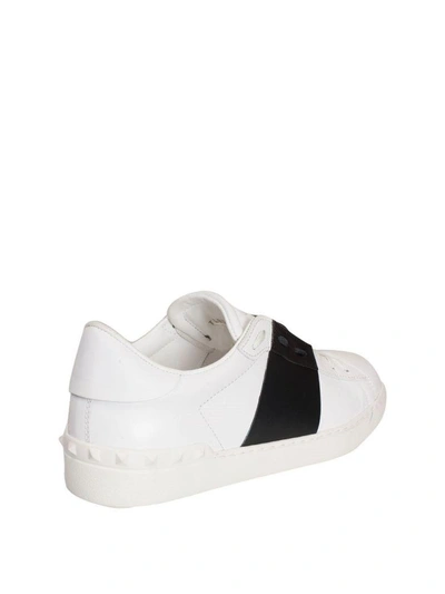 Shop Valentino Open Leather Sneakers In Bianco