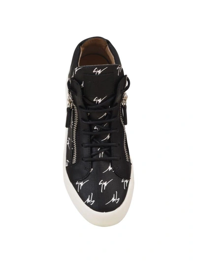 Shop Giuseppe Zanotti Mid-top Sneaker Logo In Black