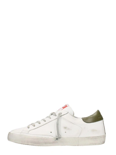 Shop Golden Goose Superstar White Green Sneakers