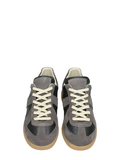 Shop Maison Margiela Replica Black-grey Suede And Leather Sneakers