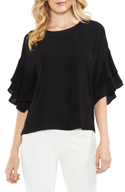 Shop Vince Camuto Tiered Ruffle Sleeve Blouse In Rich Black