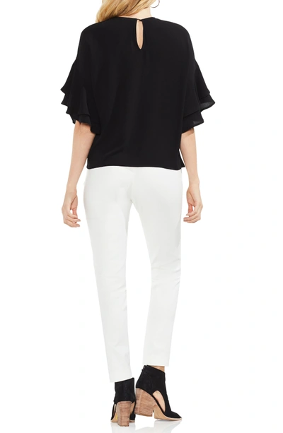 Shop Vince Camuto Tiered Ruffle Sleeve Blouse In Rich Black