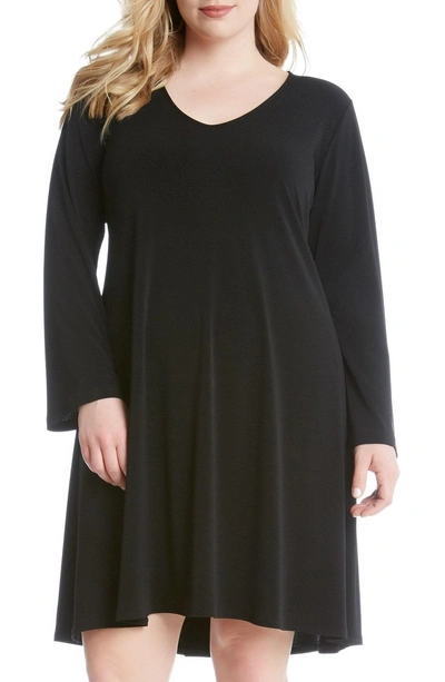 Shop Karen Kane 'taylor' Long Sleeve A-line Dress In Black