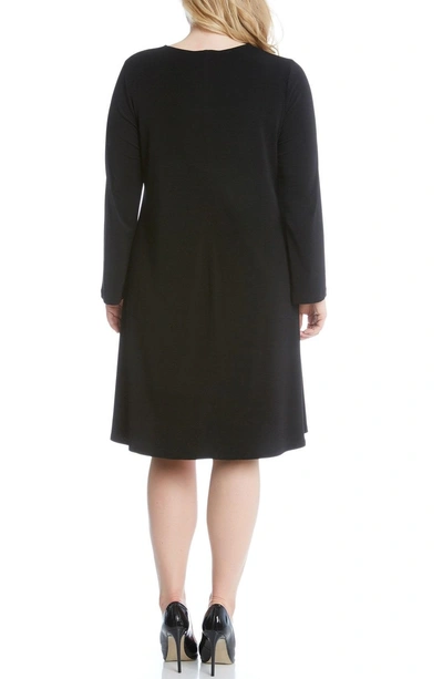 Shop Karen Kane 'taylor' Long Sleeve A-line Dress In Black