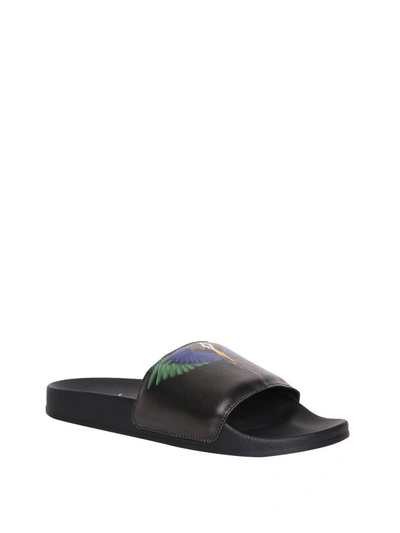 Shop Marcelo Burlon County Of Milan Color Wing Pool Slides In Nero