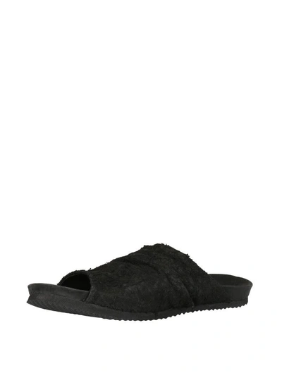 Shop The Last Conspiracy Gustavo Long Haired Suede Sandal In Nero