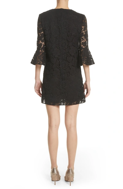Shop Valentino Lace Bell Sleeve Dress In Black