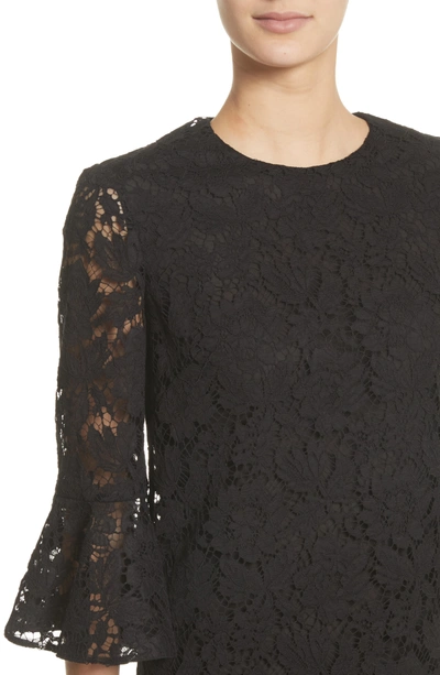 Shop Valentino Lace Bell Sleeve Dress In Black