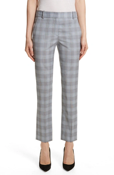 Shop Theory Maple Check 2 Straight Crop Trousers In White