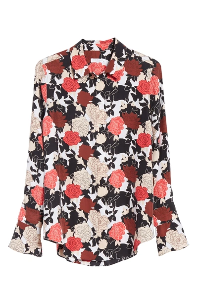 Shop Equipment Daphne Floral Silk Shirt In Bright White Multi