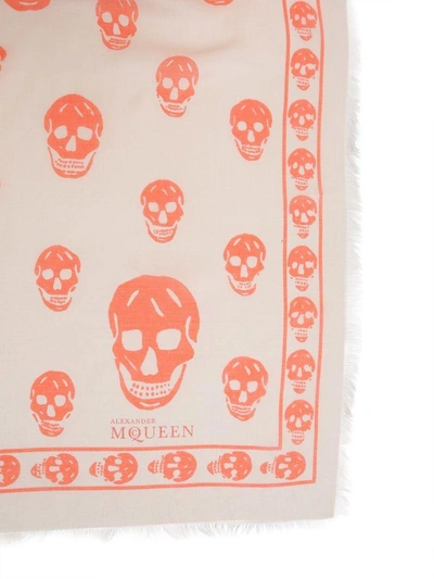 Shop Alexander Mcqueen Skull Printed Foulard In Arancione