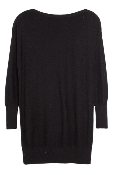 Shop Lela Rose Sequin Knit Silk Blend Sweater In Black