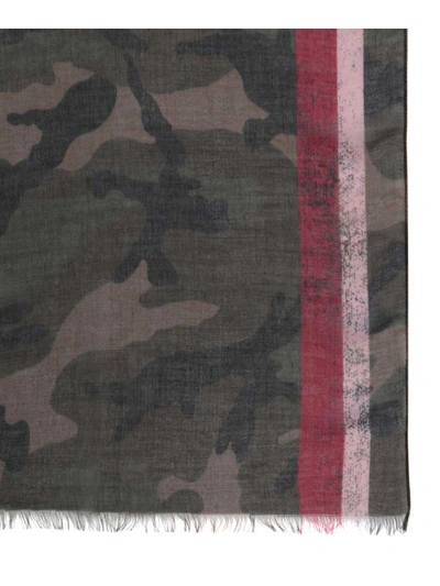 Shop Valentino Camouflage Cashmere-blend Scarf In Verde
