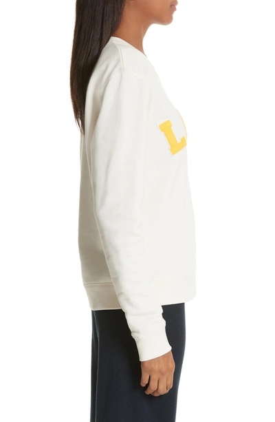 Shop Tory Sport Love Cotton Terry Sweatshirt In Ivory Pearl/ Sundance