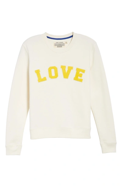 Shop Tory Sport Love Cotton Terry Sweatshirt In Ivory Pearl/ Sundance