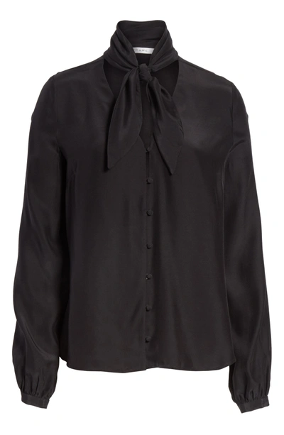 Shop Frame Tie Neck Silk Blouse In Noir